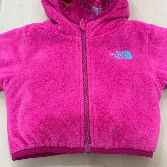 North Face Reversible Jacket Coat Baby Infant Girl's 0-3 Month Hood Pink - Picture 7 of 12